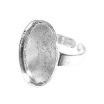 Bague plateau Ovale creux Vieil Argent 25 x 18 mm