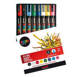 Marqueur Posca trait moyen 2,5 mm - Boite de 8 couleurs assorties