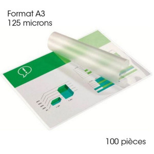 Pochette de plastification A3 125 microns Brillante 100 pcs