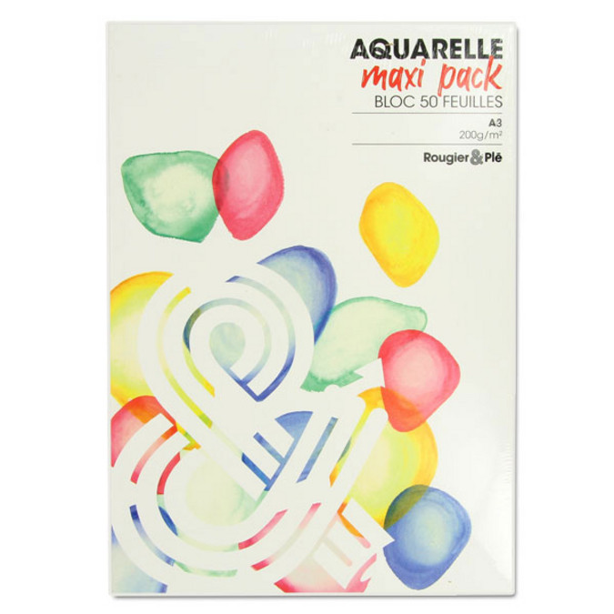 Papier Aquarelle Maxi bloc 200 g/m² 50 F - 29,7 x 42 cm (A3